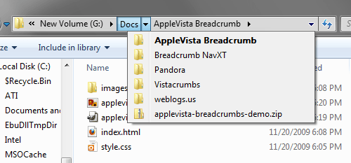 Breadcrumbs in Windows Vista